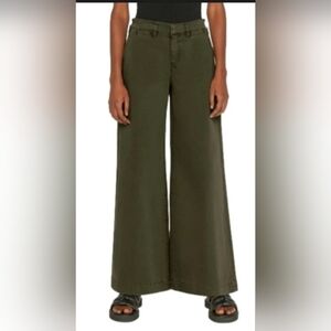 FRAME Tomboy Wideleg Trouser Pants Size 27 Olive Green